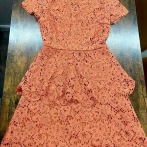 Missguided orange lace peplum skater style dress